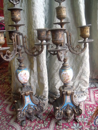 Pair of paris china candlesticks