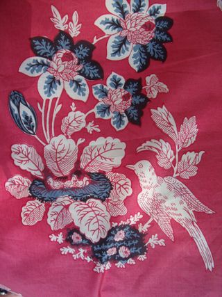 Bird on strawberry toile