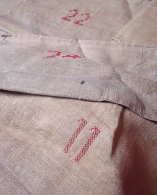 Embroidered numbers on linen