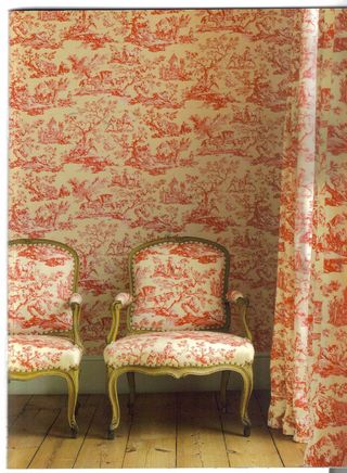 Red toile de jouy