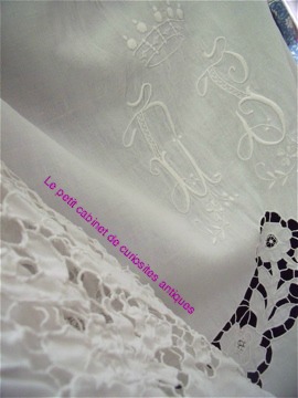 Royal antique sheets with monogram and crown Royal antique sheets with monogram and crown