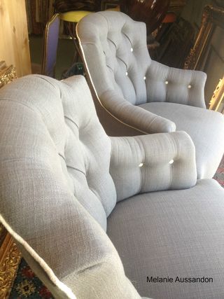 French antique armchairs in frey