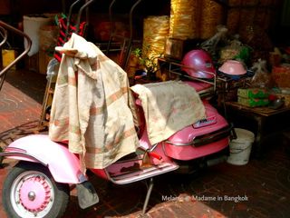 Pink vespa in Chinatown Bangkok