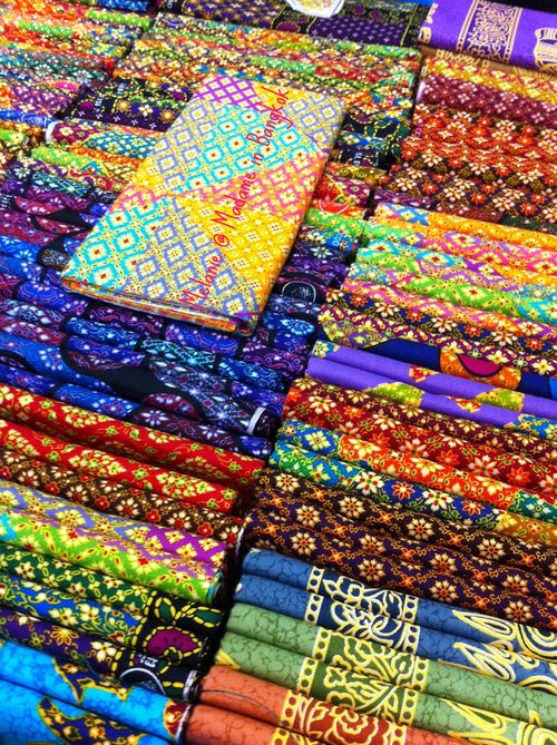 Colorful thai sarongs in Chatuchak