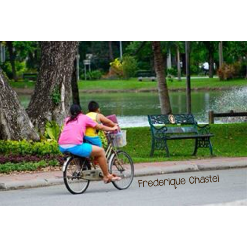 Biking in Lumpini park on a sunday