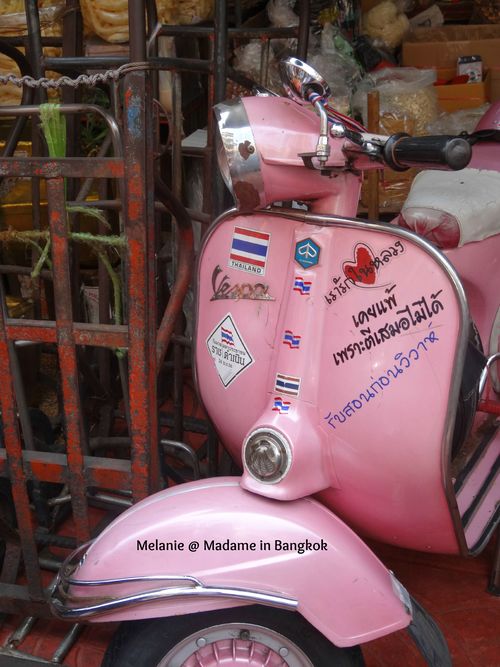 Pink thai vespa in Chinatown , bangkok