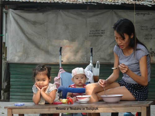 Mother and children in Chinatown