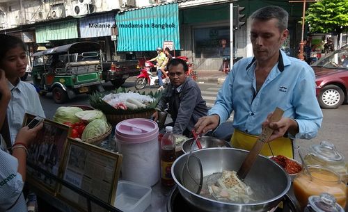 French seller in the street of chinatown