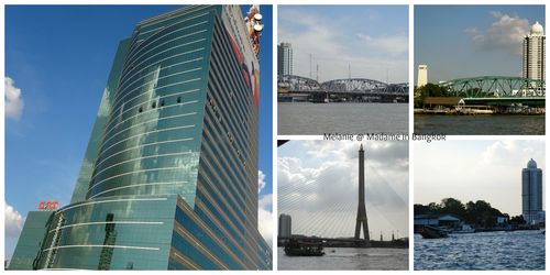 Chao Phraya river towers and bridges Collage