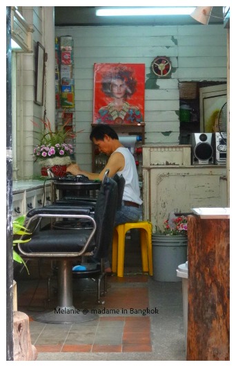 Streets of bangkok hairdresser on silom