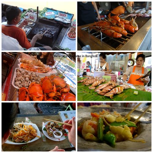 Amphawa floating market seafood Collage